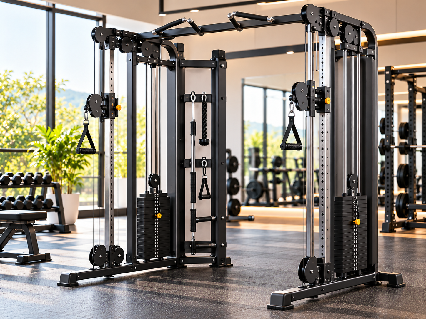 Cable crossover and pulley gym machine