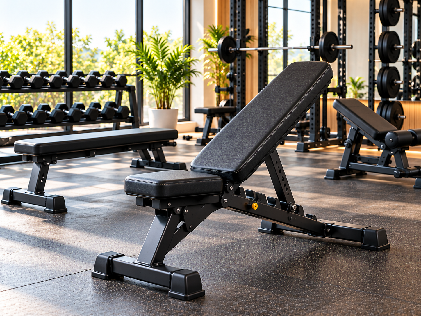 Adjustable weight benches for strength training